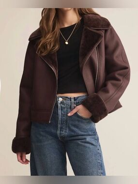 The Z Supply Locklin Sherpa Jacket in Chocolate Cherry